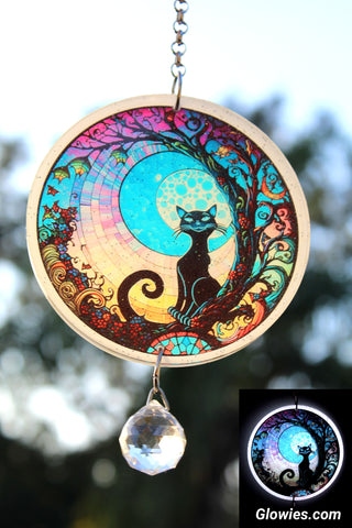 Cat with Spiral Tail Glow in the dark Sun Catcher