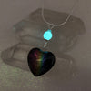 Dichroic Rainbow Glass Heart with Glow Glass Necklace