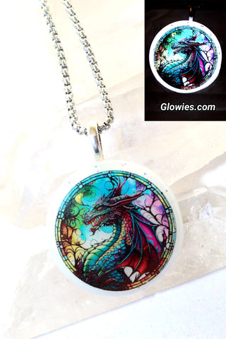 Round Dragon Glow in the dark Necklace