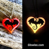 Dragon Wings Heart Glow in the dark Necklace