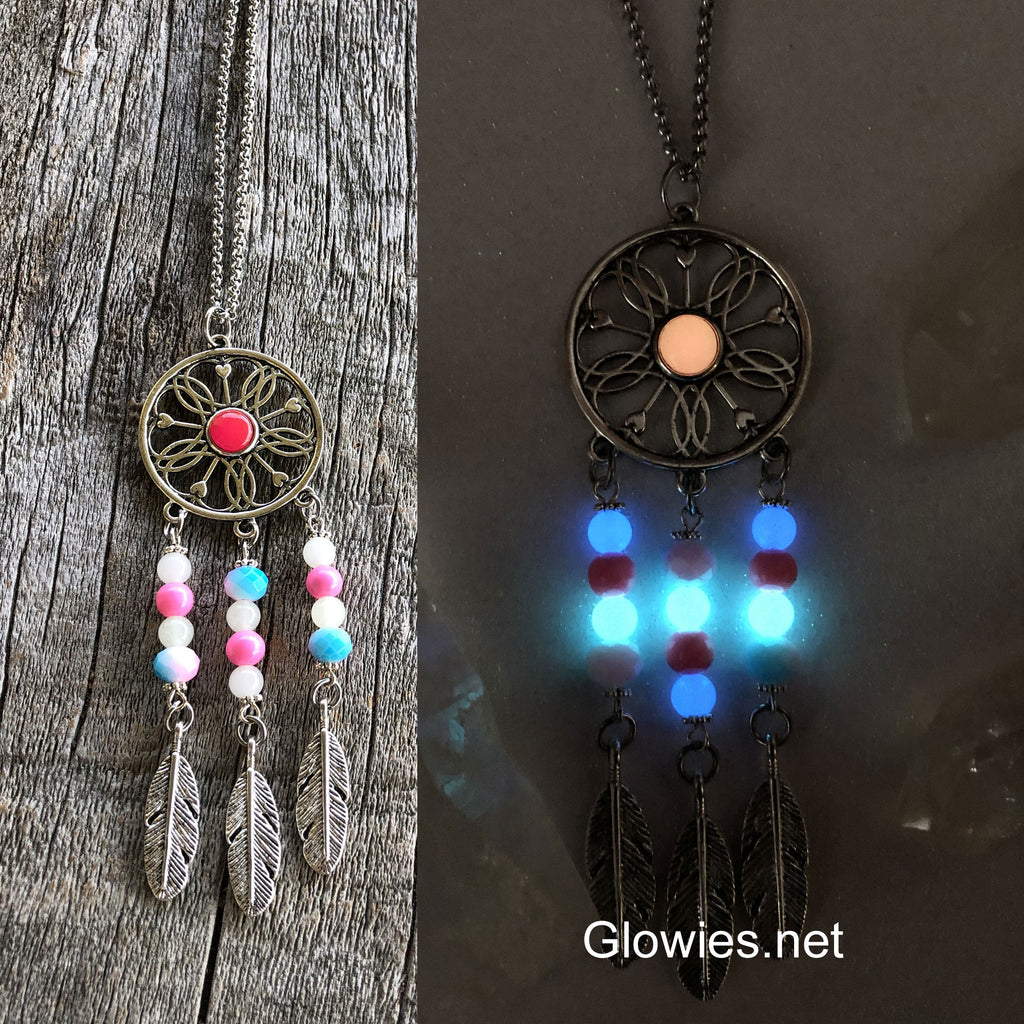 One of a kind Dreamcatcher Glow Glass Necklace