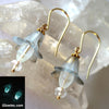 Gold Brushed Fairy Flower Glow Glass Earrings