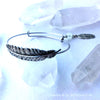 Adjustable Feather Bangle Bracelet with Feather Charm