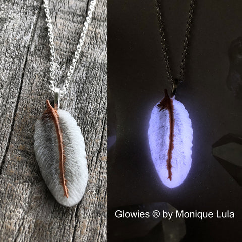 Handmade Glow in the dark Feather Necklace