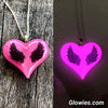 Lula Heart with Black Wings Glow Necklace