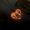 Hot Rod Flames Heart glow in the dark necklace