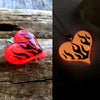 Hot Rod Flames Heart glow in the dark necklace