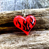 Hot Rod Flames Heart glow in the dark necklace