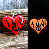 Hot Rod Flames Heart glow in the dark necklace