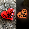 Hot Rod Flames Heart glow in the dark necklace