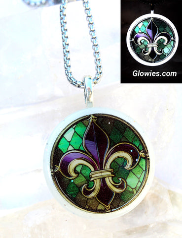 Fleur De Lis Glow in the dark Necklace