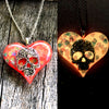 Skull Glow in the dark Lula Heart Necklace