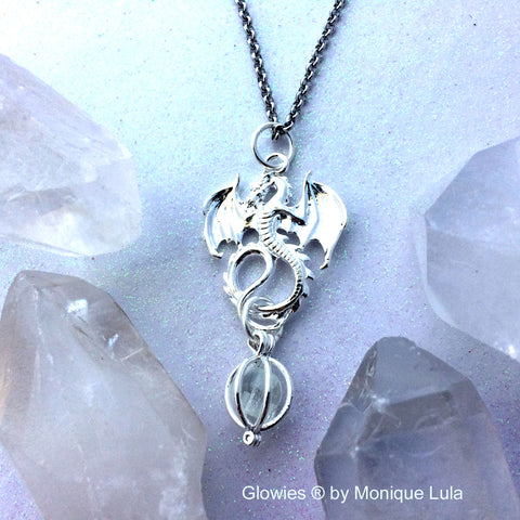 Magic Flying Dragon with Orb Silver