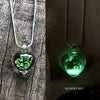 Glass Flower Heart Galaxy Glow Glass Necklace