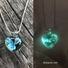 Glass Flower Heart Galaxy Glow Glass Necklace