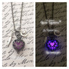Gun Metal Ultra Violet Purple Frozen Glowing Heart Necklace