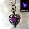 Gun Metal Ultra Violet Purple Frozen Glowing Heart Necklace