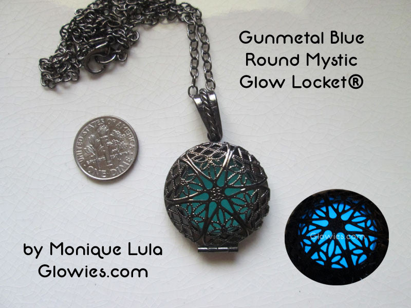 Gunmetal Blue Round Mystic Glow Locket®