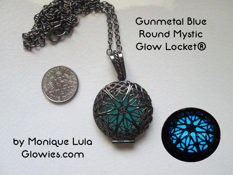 Gunmetal Blue Round Mystic Glow Locket®