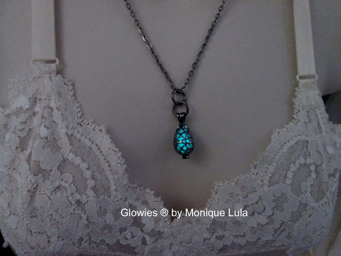Gun metal Tear drop Cage Glow Locket ™