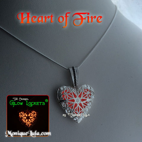 Heart of Fire Red Glowing Locket Necklace