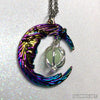 Aurora Borealis Crescent Moon Glow Galaxy Orb Necklace