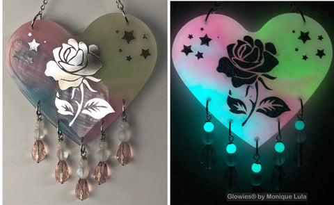 Glowie Decor Heart Beaded Starry Rose Suncatcher