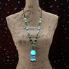 Triple Moon Goddess and Stars Long Necklace