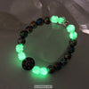 Rainbow Hematite Aurora Borealis Moon and Star Glow in the Dark Beaded Bracelet