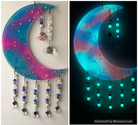 Glowie Beaded Decor Crescent Moon Blue Pink Galaxy