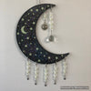 Glowie Beaded Decor Moon Full Galaxy Moon Stars Green on Black Holographic