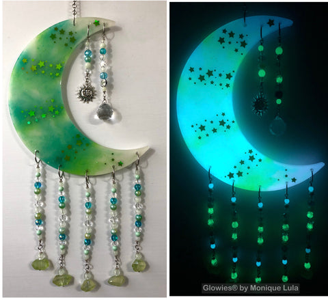 Glowie Beaded Decor Moon Green Aqua Quartz #5
