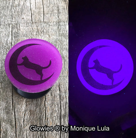 Cat on the moon glow in the dark phone grip stand