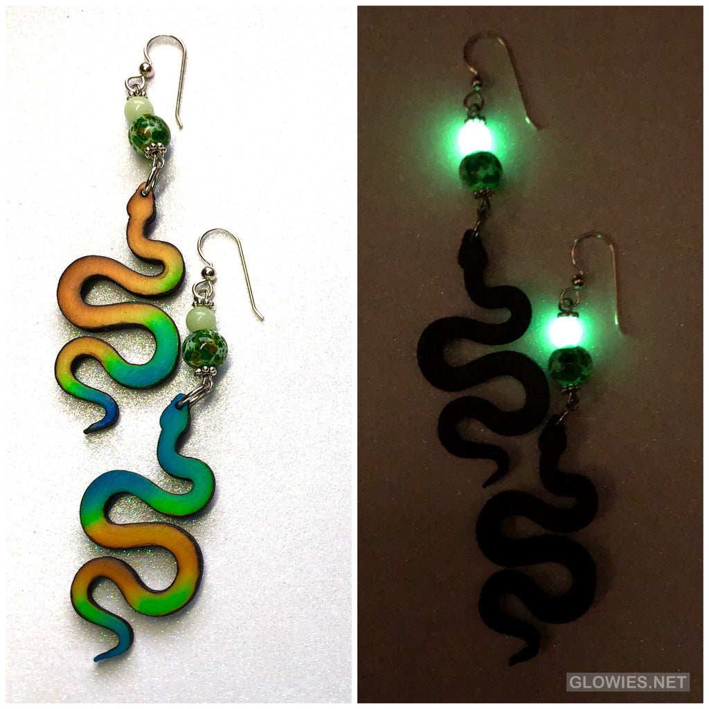 Color Changing Rainbow Snake Glowie Earrings