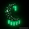 Glowie Beaded Decor Moon Full Galaxy Moon Stars Green on Black Holographic