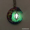 Aurora Borealis Crescent Moon Glow Galaxy Orb Necklace