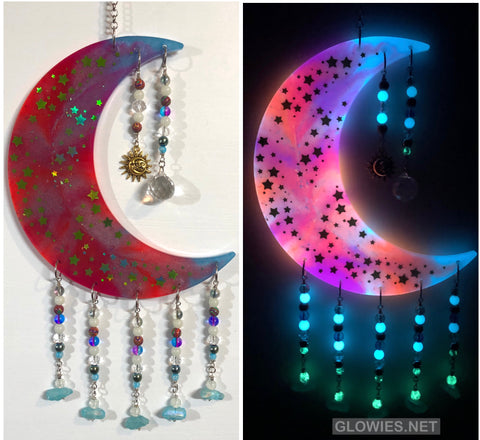 Glowie Beaded Decor Moon Rainbow Blue Quartz #7