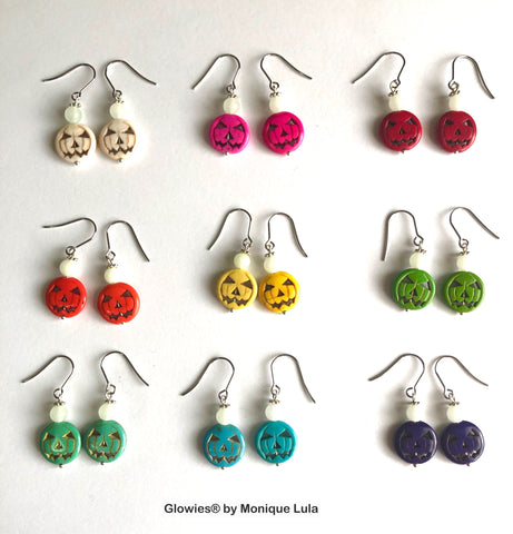 Jackolantern Pumpkin Beaded Halloween Earrings