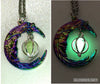 Aurora Borealis Crescent Moon Glow Galaxy Orb Necklace