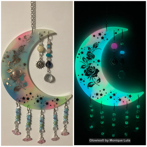 Glowie Beaded Decor Moon Pink Silver Starry Rose