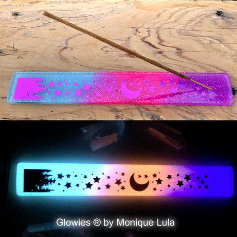 Aurora Borealis Metallic Holographic Glow in the dark Incense Holder