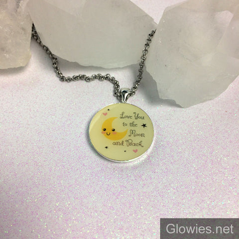 Kawaii Love You To the Moon Glow Art Necklace