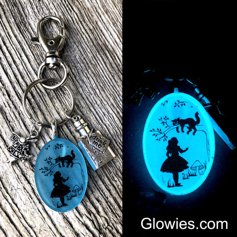 Alice in Wonderland Glow in the dark Purse Charm Key Chain