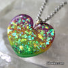 Mardi Gras Opal Glow in the dark Heart Necklace