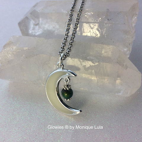 Glowing Crescent Moon with Color Changing Mood Bead