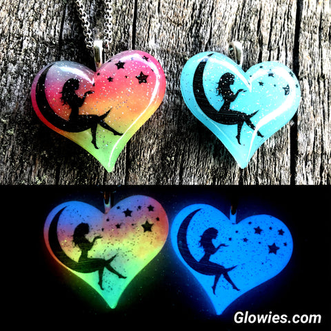 Moon Fairy Glow in the dark Lula Heart Necklace