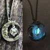 Crescent Moon With Face Caged Orb Glow Locket Silver