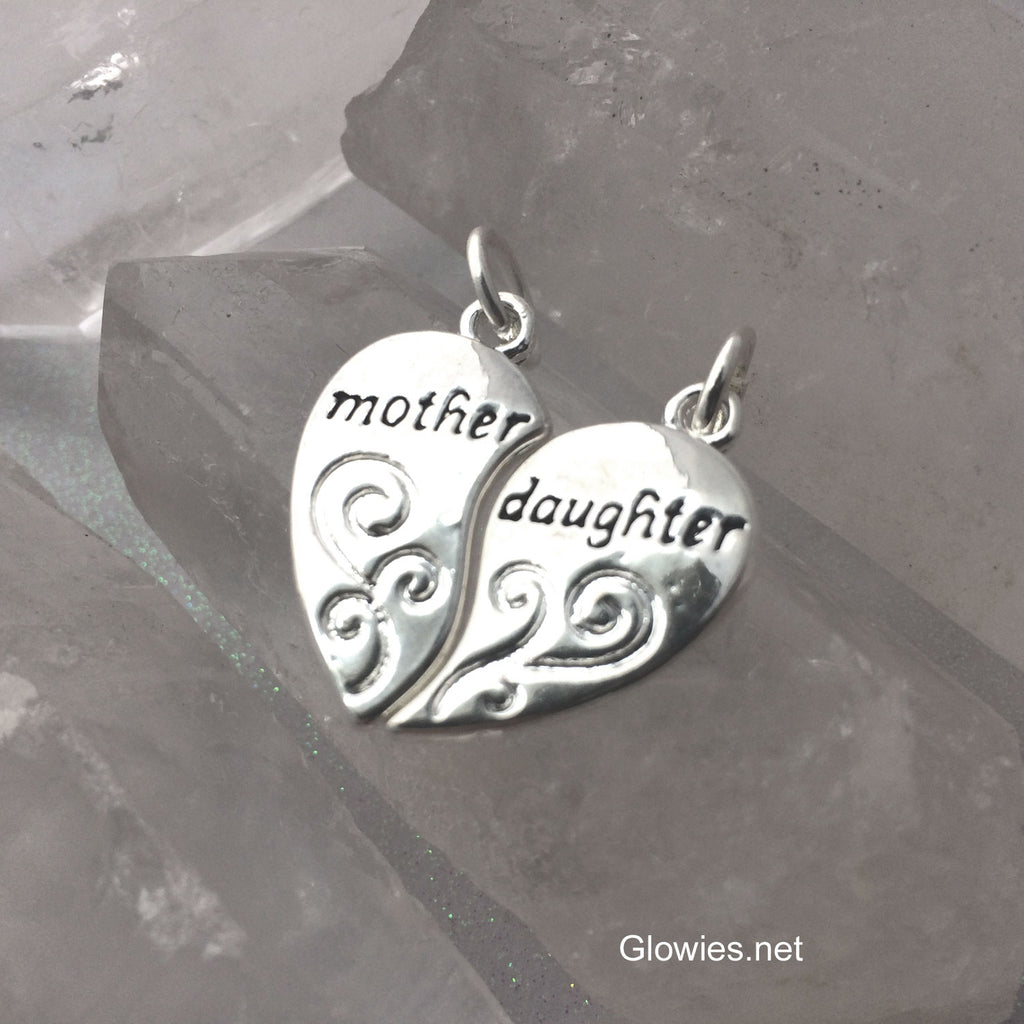 Mother Daughter Heart Charm Set