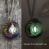 Aurora Borealis Crescent Moon Glow Galaxy Orb Necklace