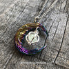 Aurora Borealis Crescent Moon Glow Galaxy Orb Necklace